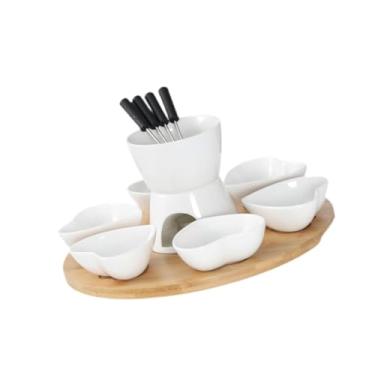 Imagem de ＫＬＫＣＭＳ Panela de Fondue de Chocolate, Caldeira de Queijo e Bandeja, com 4 Garfos, Conjunto de Panela de Derreter Fondue, Tigela de Panela Quente para,