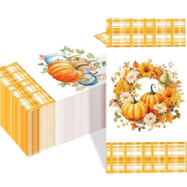 Imagem de Guardanapos de papel de abóbora de outono, 80 peças, guardanapos de papel descartáveis de ação de graças, folhas de bordo, padrão de girassol, toalhas de mão de papel para banheiro, cozinha,