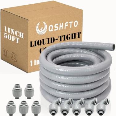 Imagem de QSHFTO Kit de conduíte e conector de 2,5 cm - Conduíte elétrico não metálico de 1 polegada com 5 peças retas de 180° e 5 peças de acessórios de ângulo de 90°