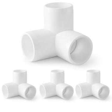 Imagem de Acessórios para tubos de PVC de 3 vias, 3/10.2 cm, encaixe em T de saída lateral de canto de cotovelo de PVC branco Zernmiarder SCH40, conectores de tubulação de grau de móveis - Serve para tubos de