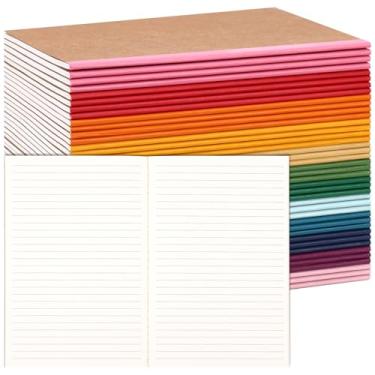 Imagem de LABUK 40 cadernos de composição, cadernos Kraft, a5, pautados, cadernos de arco-íris, 15 cores, 60 páginas para material de escritório escolar