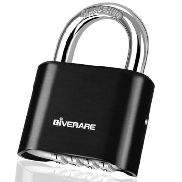 Imagem de Fechadura de combinação de 4 dígitos, cadeado de metal resistente, fechaduras de liga externa com manilha de aço endurecido, cadeados grandes à prova de intempéries de alta segurança para academia,