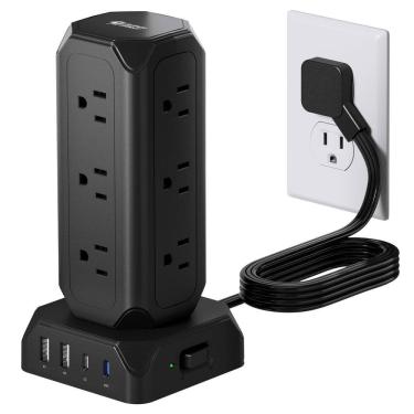 Imagem de Torre Power Strip SUPERDANNY 12 tomadas 35 W USB 1700J preta