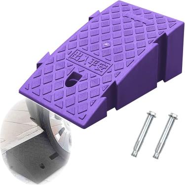 Imagem de Rampa para cadeira de rodas e scooter de mobilidade, rampa de calçada para altura de subida de 19 cm, rampa de limite de plástico resistente - 7,5 de altura, roxo, H: 16 cm/6,3"