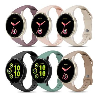 Imagem de EverAct Pacote com 6 pulseiras de relógio finas de silicone compatíveis com Vivoactive 5/Vivoactive 3/Venu Sq 2/Venu Sq/Venu, pulseira esportiva fina e estreita de 20 mm para Forerunner 55/165/645/245