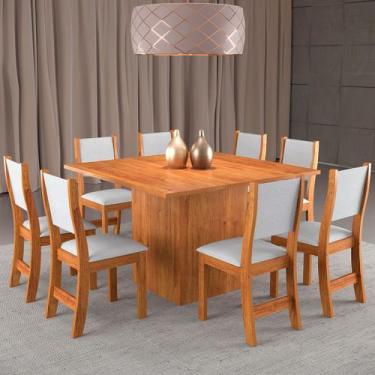 Imagem de Mesa de Jantar 8 Lugares Lexa Mel/Linho Gelo - Viero Móveis, Moderno, 