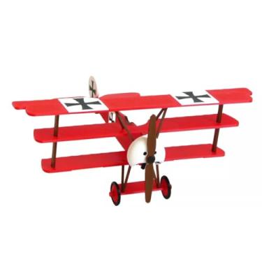 Imagem de Miniatura Fokker Dr. I Barão Vermelho, Avião Triplano Histórico, Modelo em Escala 3D, Vermelho