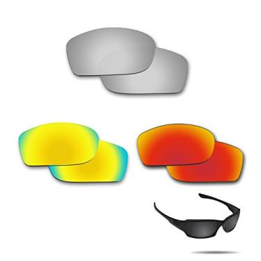 Imagem de Fiskr Lentes polarizadas de substituição para óculos de sol Oakley Fives Squared (OO9238) com revestimento antiarranhões, água salgada e antipoeira (prata metálica, vermelho fogo e ouro 24 quilates)