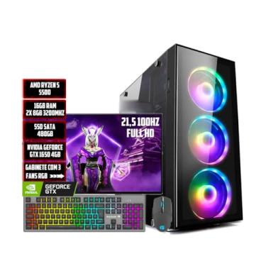 Imagem de PC GAMER COMPLETO R5 5500/16GB/SSD 480GB/GTX 1650/MONITOR 21,5 100HZ/KIT GAMER RANGER RGB