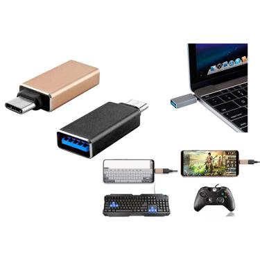 Imagem de Adaptador plug otg Tipo C USB 3.0 p/ Tablet Celular Macbook conecta mouse teclado impressora