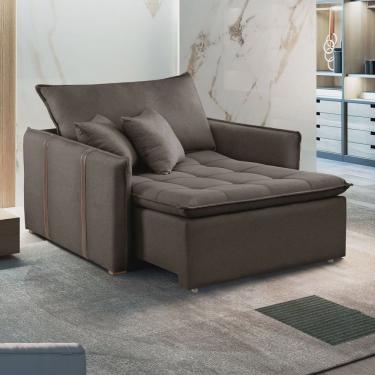 Imagem de Poltrona Cama em Madeira Eucalipto 110 cm Detroid Yescasa Veludo