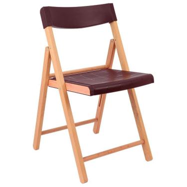 Imagem de Cadeira De Madeira Dobrável Tramontina Potenza Natural Polipropileno Marrom