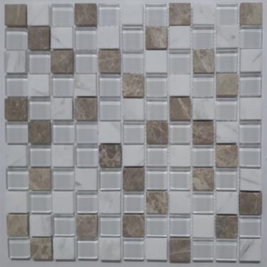 Imagem de Pastilha Mesclada de Vidro e Mármore 29x29cm Matisse Glass Mosaic (Placas)
