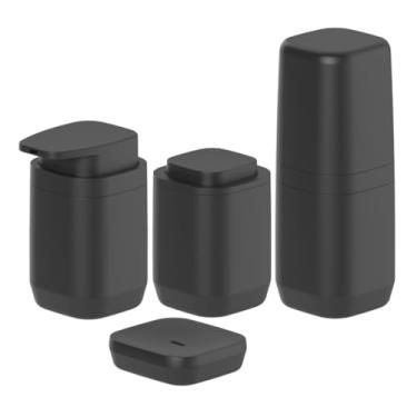 Imagem de Kit Banheiro Lavabo 4 Peças Porta Escova Dispenser Sabonete Líquido Porta Algodão Saboneteira Aura Ou (Branca)