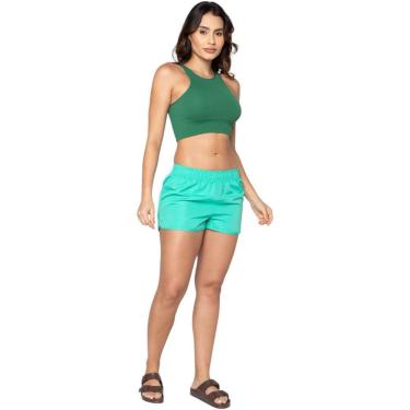 Imagem de Short Microfibra Feminino 100% Poliéster Verde Menta G - basic+