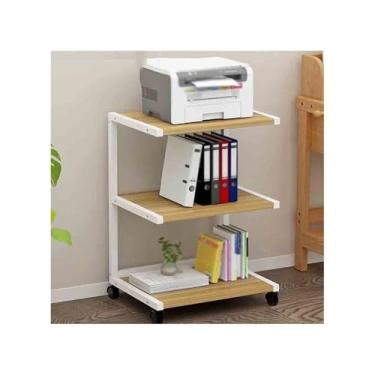 Imagem de suporte para impressora com armazenamento Rack de armazenamento de impressora de chão multicamadas Rack de armazenamento móvel Rack de armazenamento de escritório minimamente projetado prateleira de i