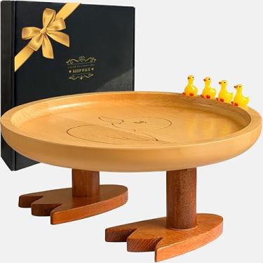 Imagem de Linda bandeja de madeira para decoração de casa, comida, bebidas, bandeja de servir de madeira para mesa de café, café da manhã, jantar e bar, suporte de vela, sala de estar, cozinha, decoração de