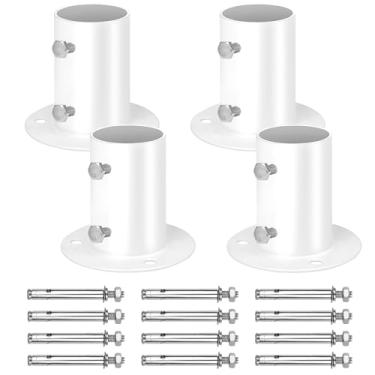 Imagem de Pacote com 4 flanges de deck de piscina, suportes de escada de aço inoxidável COITEK 304 para escadas e corrimãos de piscina acima do solo de 3,8 cm, inclui parafusos para fácil instalação e