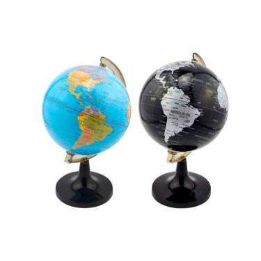 Imagem de Kit Globo Terrestre 14cm Giratório Mapa Mundi em Português Escolar Base Preta Removível