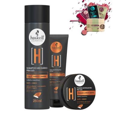Imagem de Kit Haskell Pra Ele Shampoo Creme Multifunções Pomada