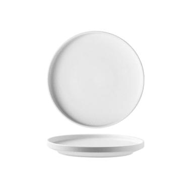Imagem de Prato de bife estilo minimalista nórdico - prato raso com padrão de pedra de 25,4 cm [branco]