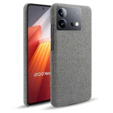 Imagem de Capa para vivo iQOO Neo 8,Capa desenhada em lona,Case Protetora Ultrafina com Empunhadura Macia,Design em Tecido Antichoque e Antiarranhões-Gray