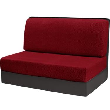 Imagem de Capa de almofada elástica jacquard para sala de jantar, proteção lavável, assento de dois lugares, banco de carro, capa de restaurante, vermelha, 1 conjunto