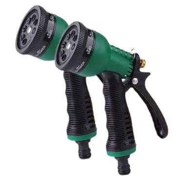Imagem de Bico de mangueira de pulverização de água, resistente, 7 padrões de irrigação ajustáveis, antiderrapante para lavagem de carros de gramado e jardim e limpeza de animais de estimação - pacote com 2