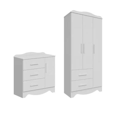 Imagem de Quarto Bebe Cômoda e Guarda Roupa Moveis Peroba Clara MDF Ls