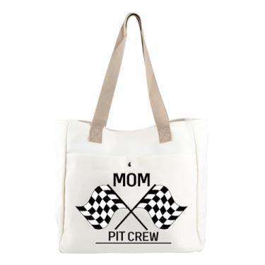 Imagem de CMNIM Sacola Mom Pit Crew Presentes de Corrida para Mães Presentes de Corrida para Mulheres Carro de Corrida Festa de Aniversário Corrida Reutilizável Bolsa de Mercearia, Bolsa Racing Mom 25426