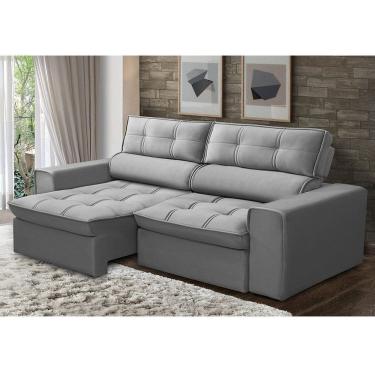 Imagem de Sofá Retrátil e Reclinável 3 Lugares 180cm Prata