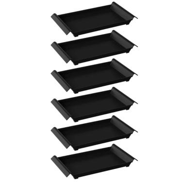 Imagem de Kit 6 Bandejas de Servir com Alças 34x19cm Plástica Pretas Café da Manhã Coza Casual