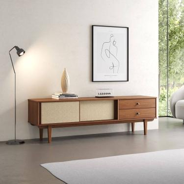 Imagem de Rack Madeira 175 cm Retrô 2 Gavetas Castanho Simona