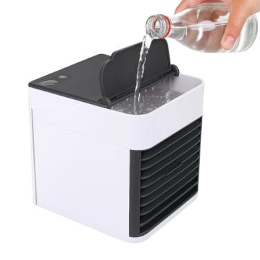Imagem de Climatizador Portátil 3 Velocidades com LED, Umidificador e Ventilador Pessoal USB | Branco, Silencioso, Compacto