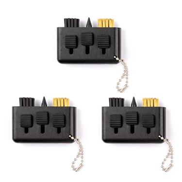 Imagem de Qidie 3 peças de escova para taco de golfe portátil 3 em 1 apontador de ranhura para taco de golfe pequeno acessórios de golfe para mulheres e homens (preto)