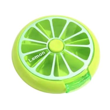 Imagem de Organizador Porta-Remédios Grande Semanal Redondo e Giratório, para Comprimidos, Vitaminas e Medicamentos (Verde Limao)