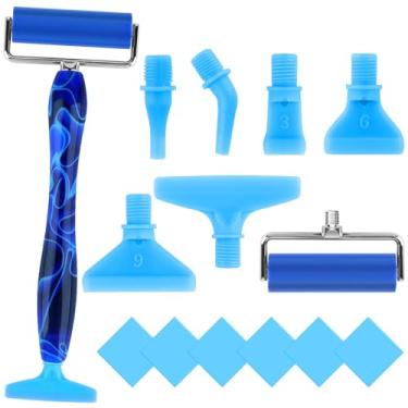 Imagem de Conjunto de ferramentas de 14 canetas de arte de diamante, kit de canetas de pintura de diamante 5D com rolo de ponta de metal e 6 argilas de cola, para unhas de arte, artesanato, azul