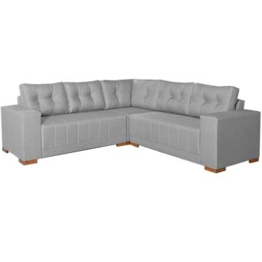 Imagem de Sofá de Canto Bonfim 7 Lugares 236cm x 236cm Tecido Linho Lufer Cor Cinza