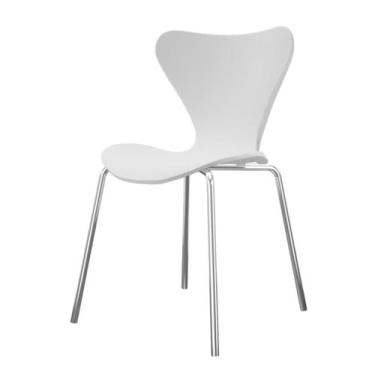 Imagem de Cadeira Jacobsen Branca e Cromada - Mobly