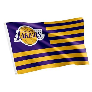 Imagem de Desert Cactus Bandeira do Los Angeles Lakers NBA National Basketball Association 100% poliéster interior exterior bandeiras 0,9 x 1,5 m LA (bandeira K)