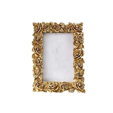 Imagem de zaoalife Porta-retrato 12 x 18 cm, molduras douradas vintage de resina, moldura de flor rosa para decoração de casa