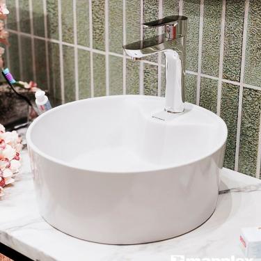Imagem de Cuba de Apoio para Banheiro/lavabo Cerâmica Redondo 36cm Branco Brilho