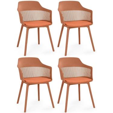 Imagem de Kit 4 Cadeiras De Jantar Estofada Marcela - Marrom