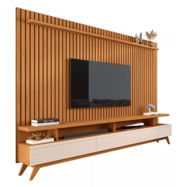 Imagem de Conjunto Rack Com Painel Versátil Para Sala Tv Ripados