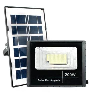 Imagem de Refletor Solar LED 200W, Holofote Externo com Controle Remoto, Painel Solar, 6000K
