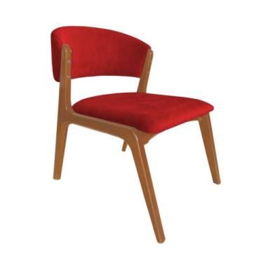 Imagem de Cadeira Kethellen Premium Madeira Maciça Cerejeira Veludo Vermelho - I