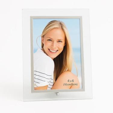 Imagem de Porta Retrato Vidro Prime Borda Prata Para Fotos 10x15 Vertical  Tuut 