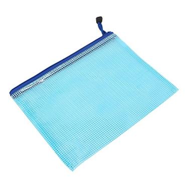 Imagem de 12pcs A5 Sacos de Zíper de Plástico para Pasta Arquivo Com Malha Impermeável, Documentos Fáceis Organizar, Mapas, Cartões ou Certificados, Zíper Suave, Durável, Incluem Uma Bolsa Caneta (Azul)