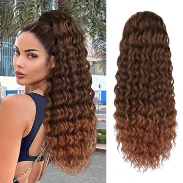 Imagem de AISI BEAUTY Extensão De Rabo Cavalo Para Mulheres Negras, Com Cordão, Natural, Longo, Cacheado, Ondulado, 24" Sintético, Grampo Em Extensões Cabelo, Uso Diário (T1B/30)