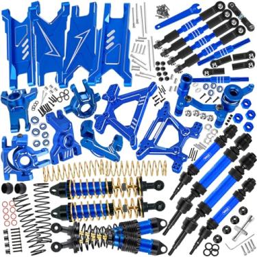 Imagem de hopsupRC Upgrades Part for 1/10 Slash/Rustler/Stampede/Hoss 4x4 VXL,RC Shock Absorbers&Suspension Arms&Drive Shaft Axles&Steering Knuckle Kit&Shock Tower&Adjustable Links&Steering Block,Navy Blue